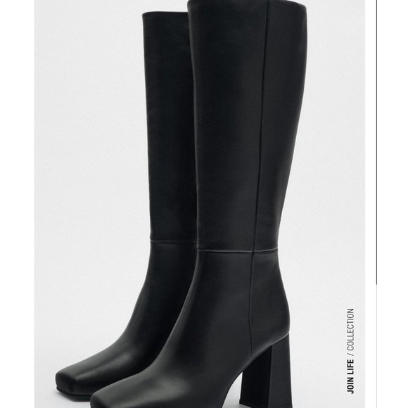 INNER PLATFORM LEATHER HEELED KNEE HIGH BOOTS - Picture 5 of 7